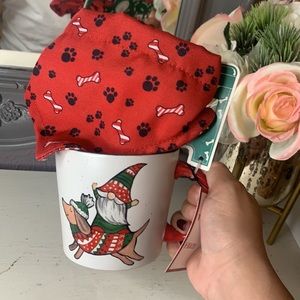 Dog and Gnome Christmas mug